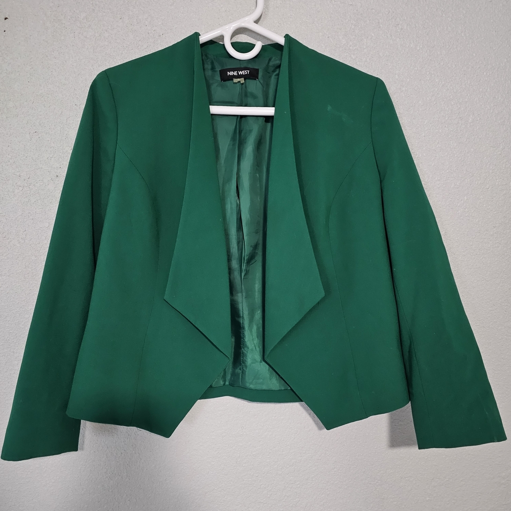 Nine West Women's Green Open-Front Blazer Jacket